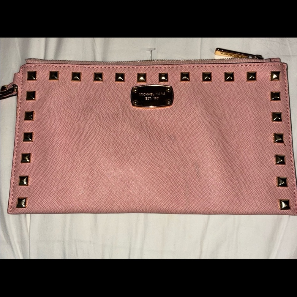 Michael Kors Pink Studded Wristlet Clutch